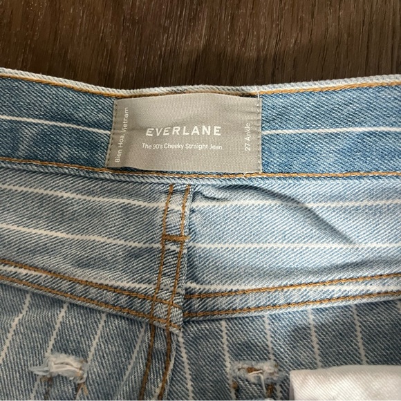 Everlane striped ankle straight 100% cotton rigid jeans - Picture 4 of 4